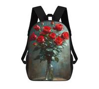 sinyumoney Backpacks Red Roses in Vase Kids School Backpack School Bag 3D Printed School Bags for Boys Elementary And Middle School Students 17inch