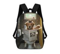 sinyumoney Backpacks Retriever on The Toilet Kids School Backpack School Bag 3D Printed School Bags for Boys Elementary And Middle School Students 17inch
