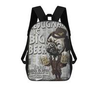 sinyumoney Backpacks Retro Craft Beer Pug Kids School Backpack School Bag 3D Printed School Bags for Boys Elementary And Middle School Students 17inch