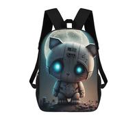 sinyumoney Backpacks Robotic Cat with Glowing Eyes Kids School Backpack School Bag 3D Printed School Bags for Boys Elementary And Middle School Students 17inch