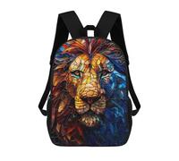 sinyumoney Backpacks Royal Stained Glass Lion Kids School Backpack School Bag 3D Printed School Bags for Boys Elementary And Middle School Students 17inch