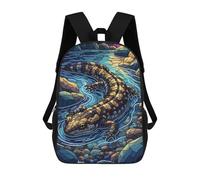 sinyumoney Backpacks Salamander in Stream Stained Glass Style Kids School Backpack School Bag 3D Printed School Bags for Boys Elementary And Middle School Students 17inch