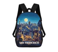 sinyumoney Backpacks San Francisco Cityscape at Night Kids School Backpack School Bag 3D Printed School Bags for Boys Elementary And Middle School Students 17inch