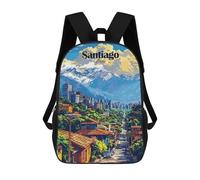 sinyumoney Backpacks Santiago Chile Cityscape Illustration Kids School Backpack School Bag 3D Printed School Bags for Boys Elementary And Middle School Students 17inch