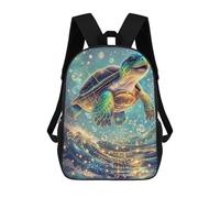sinyumoney Backpacks Sea Turtle in Starry Ocean Kids School Backpack School Bag 3D Printed School Bags for Boys Elementary And Middle School Students 17inch