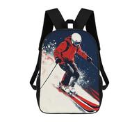 sinyumoney Backpacks Skier in Action Kids School Backpack School Bag 3D Printed School Bags for Boys Elementary And Middle School Students 17inch