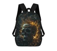 sinyumoney Backpacks Skull with Black And Gold Kids School Backpack School Bag 3D Printed School Bags for Boys Elementary And Middle School Students 17inch