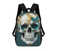 sinyumoney Backpacks Skull with Butterflies Kids School Backpack School Bag 3D Printed School Bags for Boys Elementary And Middle School Students 17inch