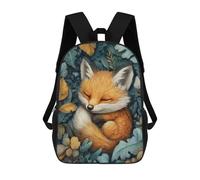 sinyumoney Backpacks Sleeping Baby Fox In Autumn Leaves Kids School Backpack School Bag 3D Printed School Bags for Boys Elementary And Middle School Students 17inch