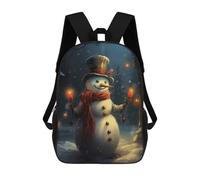 sinyumoney Backpacks Smiling Snowman with Candles Kids School Backpack School Bag 3D Printed School Bags for Boys Elementary And Middle School Students 17inch