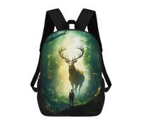 sinyumoney Backpacks Stag in A Enchanted Forest Kids School Backpack School Bag 3D Printed School Bags for Boys Elementary And Middle School Students 17inch