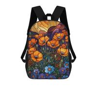 sinyumoney Backpacks Stained Glass Poppy Field Kids School Backpack School Bag 3D Printed School Bags for Boys Elementary And Middle School Students 17inch