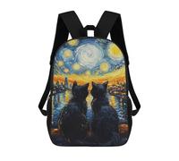 sinyumoney Backpacks Starry Night Cats Landscape Kids School Backpack School Bag 3D Printed School Bags for Boys Elementary And Middle School Students 17inch