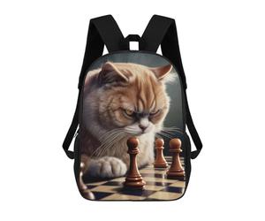 sinyumoney Backpacks Strategic Cat Chess Game Kids School Backpack School Bag 3D Printed School Bags for Boys Elementary And Middle School Students 17inch