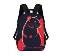 sinyumoney Backpacks Stylized Rat Illustration in Red And Black Kids School Backpack School Bag 3D Printed School Bags for Boys Elementary And Middle School Students 17inch