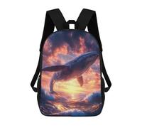 sinyumoney Backpacks Sunset Whale Kids School Backpack School Bag 3D Printed School Bags for Boys Elementary And Middle School Students 17inch