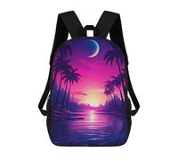 sinyumoney Backpacks Synthwave Sunset Sway Kids School Backpack School Bag 3D Printed School Bags for Boys Elementary And Middle School Students 17inch