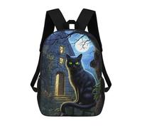 sinyumoney Backpacks The Cat Haunting Gaze Kids School Backpack School Bag 3D Printed School Bags for Boys Elementary And Middle School Students 17inch