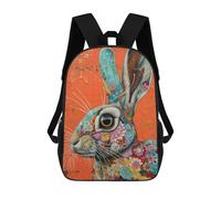 sinyumoney Backpacks The Floral Rabbit Kids School Backpack School Bag 3D Printed School Bags for Boys Elementary And Middle School Students 17inch