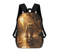 sinyumoney Backpacks Tiger in Golden Forest Kids School Backpack School Bag 3D Printed School Bags for Boys Elementary And Middle School Students 17inch