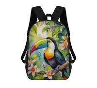 sinyumoney Backpacks Toucan in Botanical Back Kids School Backpack School Bag 3D Printed School Bags for Boys Elementary And Middle School Students 17inch