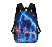 sinyumoney Backpacks Voltage King - The Neon Gorilla Awakens Kids School Backpack School Bag 3D Printed School Bags for Boys Elementary And Middle School Students 17inch