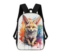 sinyumoney Backpacks Watercolor Fennec Fox Kids School Backpack School Bag 3D Printed School Bags for Boys Elementary And Middle School Students 17inch