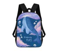 sinyumoney Backpacks Whale Finding Peace Kids School Backpack School Bag 3D Printed School Bags for Boys Elementary And Middle School Students 17inch