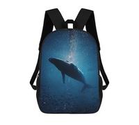 sinyumoney Backpacks Whale in The Deep Blue Sea Kids School Backpack School Bag 3D Printed School Bags for Boys Elementary And Middle School Students 17inch