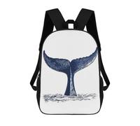 sinyumoney Backpacks Whale Tail Illustration Kids School Backpack School Bag 3D Printed School Bags for Boys Elementary And Middle School Students 17inch