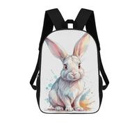sinyumoney Backpacks White Rabbit Illustration Kids School Backpack School Bag 3D Printed School Bags for Boys Elementary And Middle School Students 17inch