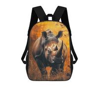 sinyumoney Backpacks White Rhino Portrait Kids School Backpack School Bag 3D Printed School Bags for Boys Elementary And Middle School Students 17inch