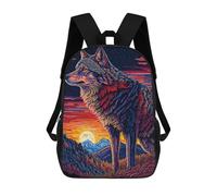 sinyumoney Backpacks Wolf Art Series Style 1 Kids School Backpack School Bag 3D Printed School Bags for Boys Elementary And Middle School Students 17inch