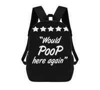 sinyumoney Backpacks Would Poop Here Again Kids School Backpack School Bag 3D Printed School Bags for Boys Elementary And Middle School Students 17inch