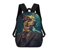 sinyumoney Bad Boy Dog in Suit School Backpack for Girls Backpack Water Repellent Casual Daypack Lightweight Rucksack Boy Girl School Backpack 17inch