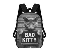 sinyumoney Bad Kitty Mugshot Backpack School Lightweight Airport College Students Back Pack for Campus Outdoor Travel Sports 17inch