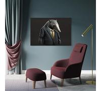 sinyumoney Badger in Suit Business Look Art Work for Home Walls Wall Decor Ready to Hang for Bathroom Toilet Decor Large Canvas Wall Art for Living Room 08x12inch(20x30cm)