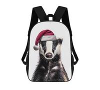 sinyumoney Badger Wearing Santa Hat Children's School Backpack 3D Printed for Kids Travel Rucksacks Book Bags for Boys Elementary School Students 17inch