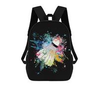 sinyumoney Badminton Color Explosion Backpack School Rucksack Casual Daypacks School Work Travel Bag for Men/Women 17inch