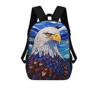 sinyumoney Bald Eagle Stained Glass Backpacks 3D Printed 17inch Kids School Backpack Outdoor Casual Daypack Casual Travel Bags for Middle School Students