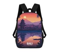 sinyumoney Bali, Indonesia Sunset Illustration Children’s Backpack Girls Boys, Rucksack Bag, Daypack, Primary School, Perfect for Back to Kids School Or PE, Gifts And Travel 17inch