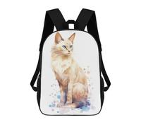 sinyumoney Balinese Cat Watercolor Rucksack Water Resistant Travel Backpack Computer Bag for School/Work/Travel 17inch