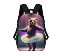 sinyumoney Ballerina Bear School Backpack for Girls Backpack Water Repellent Casual Daypack Lightweight Rucksack Boy Girl School Backpack 17inch
