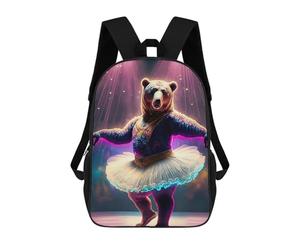 sinyumoney Ballerina Bear School Backpack Rucksack Casual Daypacks School Work Travel Bag for Camping Outdoor Adventures And Daily Travel 17inch
