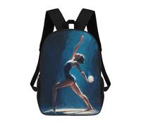 sinyumoney Ballerina in Blue Spotlight Painting Rhythmic Gymnastics Wall Art School Backpack for Girls Backpack Water Repellent Casual Daypack Lightweight Rucksack Boy Girl School Backpack 17inch