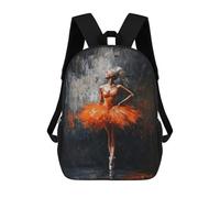 sinyumoney Ballerina in Orange Tutu Painting Dark Ballet Artwork Backpacks Kids School Backpack School Bag 3D Printed School Bag for Boys Elementary And Middle School Students 17inch