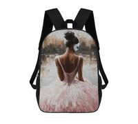 sinyumoney Ballerina in Pink Tutu Painting Backpacks Kids Student Schoolbag,3D Printed Backpacks,Elementary And Middle School Students Backpacks for Boys Girls 17inch