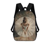 sinyumoney Ballerina in White Tutu Elegant Ballerina from Above Backpack 3D Printed Children's School Backpack for Kids High Capacity Travel Rucksacks Book Bags Kids School Bag Back Pack 17inch