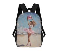 sinyumoney Ballerina on The Beach Painting Gymnastics Wall Print for Girls Backpack School Lightweight Schoolbag Dayback Bookbag College for Men, Women & Teenage Boys 17inch