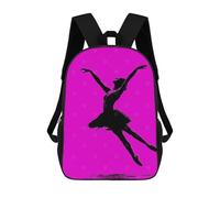 sinyumoney Ballerina Silhouette - Elegant Dance on Pink Children's Backpacks School Backpack 3D Printed Backpack for Kids Travel Rucksacks Book Bags Kids School Bag 17inch
